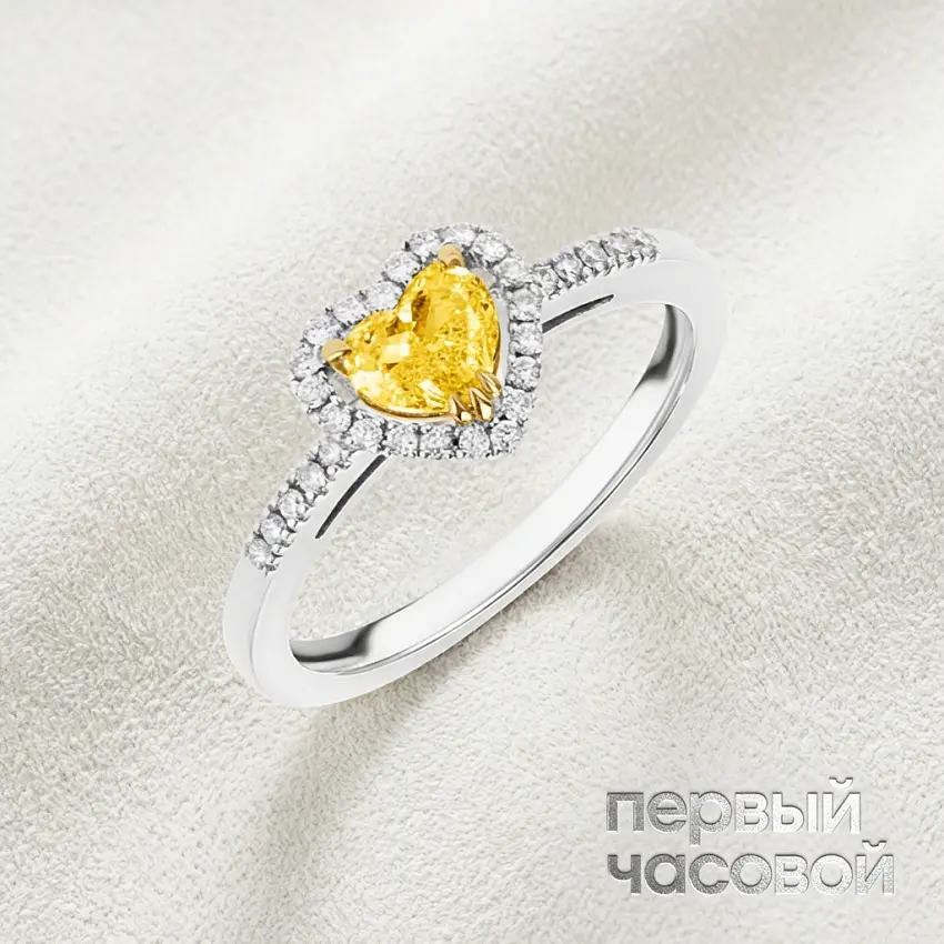 Кольцо с бриллиантом 1,01 ct Fancy Light Yellow/VS1 (Heart Diamond)