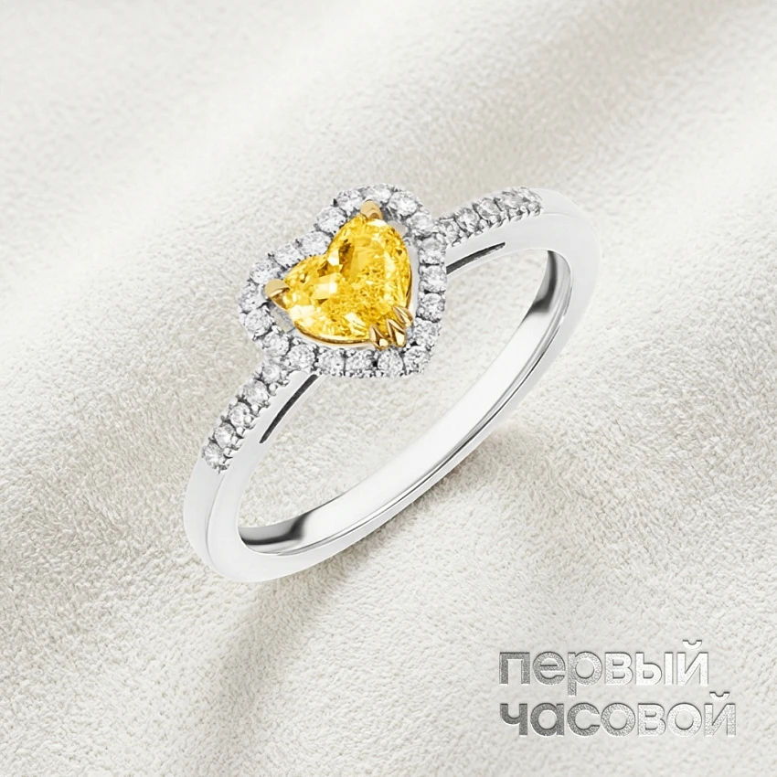 Кольцо 1,01 ct. Fancy Light Yellow/VS1 (Heart Diamond)