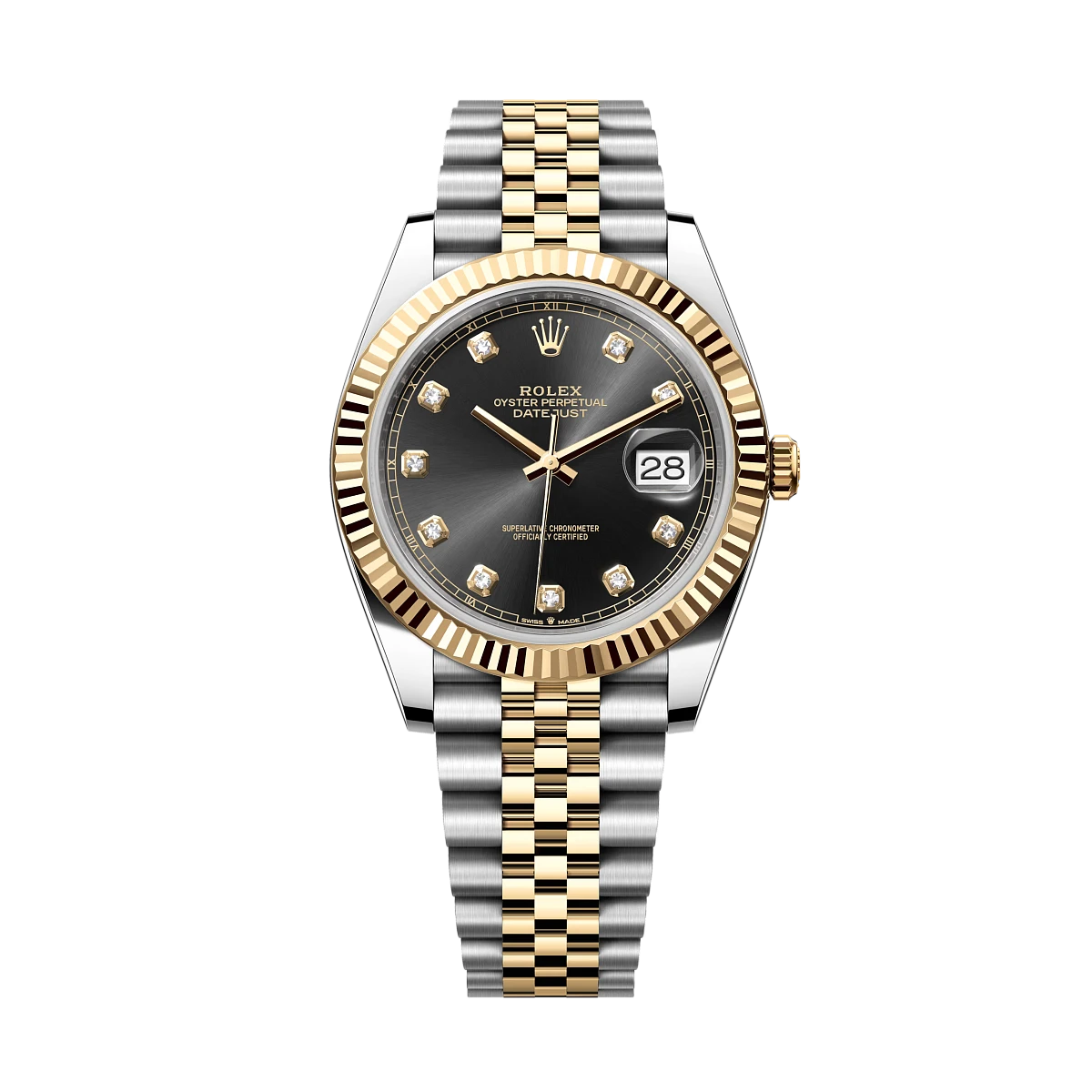 Купить элитные часы Rolex Oyster Perpetual Datejust 41 Steel And Yellow Gold Black Dial Diamond Index 126333: в наличии в Москве!