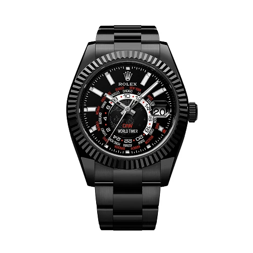 Rolex World Timer Black Dlc Red