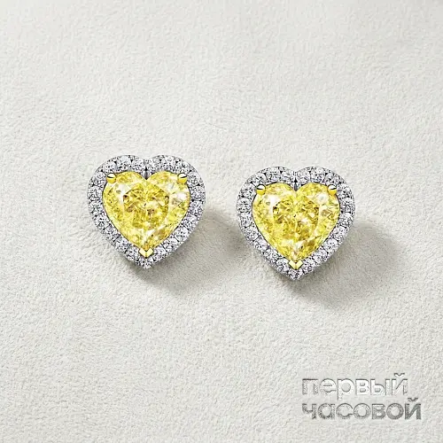 Серьги 2,01/2,01 ct. Y to Z/VS "Heart Diamonds"
