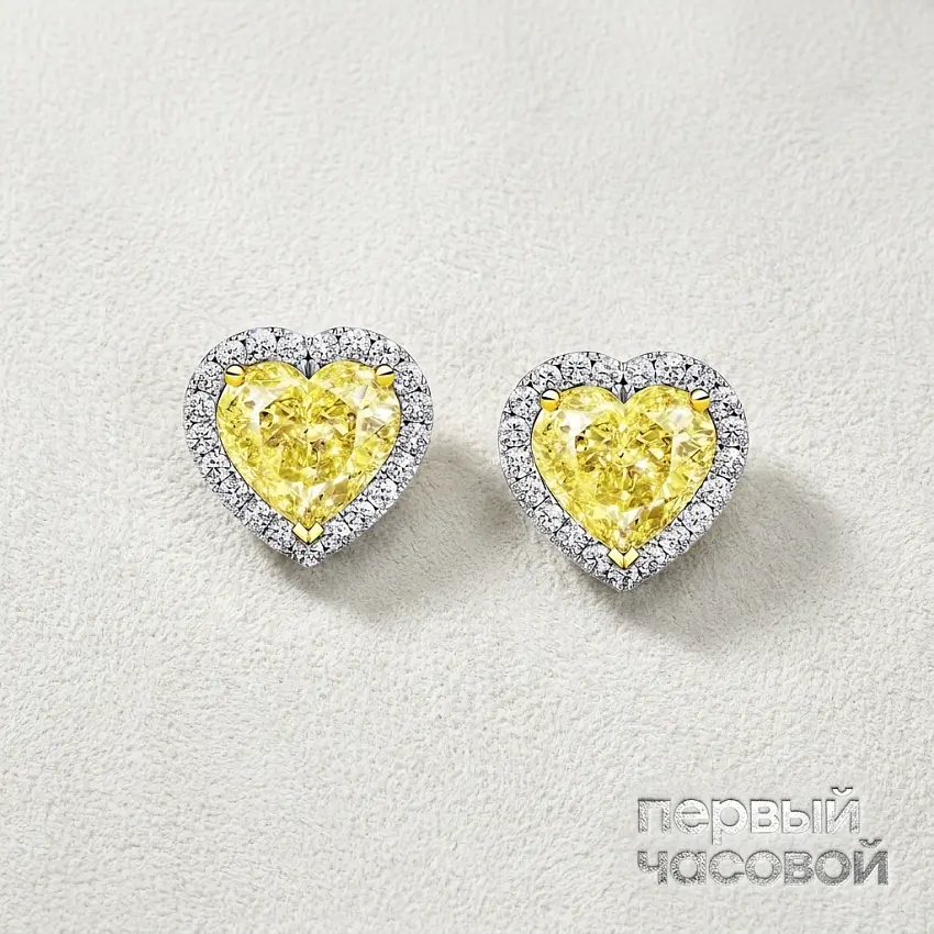 Серьги с бриллиантами 2,01/2,01 ct Y to Z/VS "Heart Diamonds"