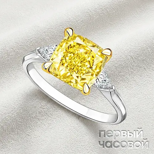 Кольцо с бриллиантом 10,03 ct. Fancy Light Yellow/Si1