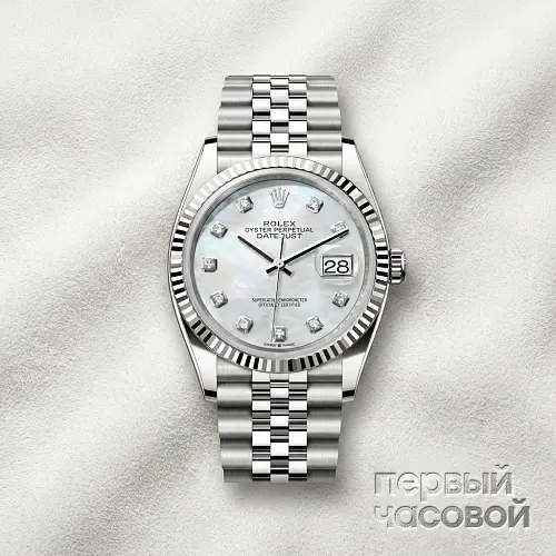 Datejust 36Mm Steel & White Gold Diamonds Mother Of Pearl