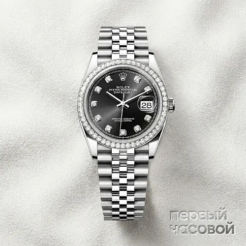 Oyster Perpetual Datejust 36 Diamonds Bezel Black Dial