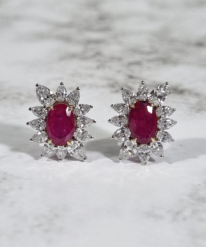 Серьги с рубинами 5,89 ct.