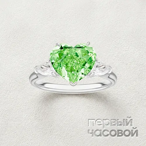 Кольцо с бриллиантом 3,01 ct. Fancy Brownish Greenish Yellow/VS1