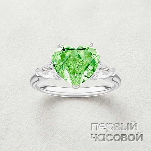 Кольцо с бриллиантом 3,01 ct. Fancy Brownish Greenish Yellow/VS1