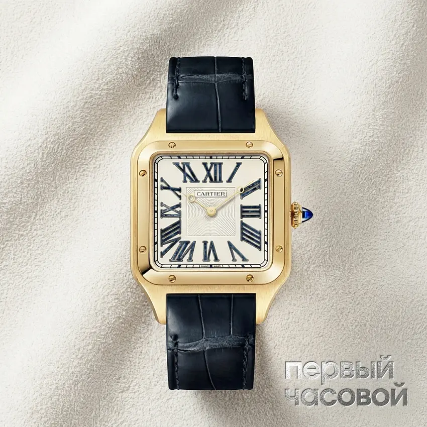 SANTOS-DUMONT  Limited Edition XL Model Yellow Gold Blue Roman Numerals
