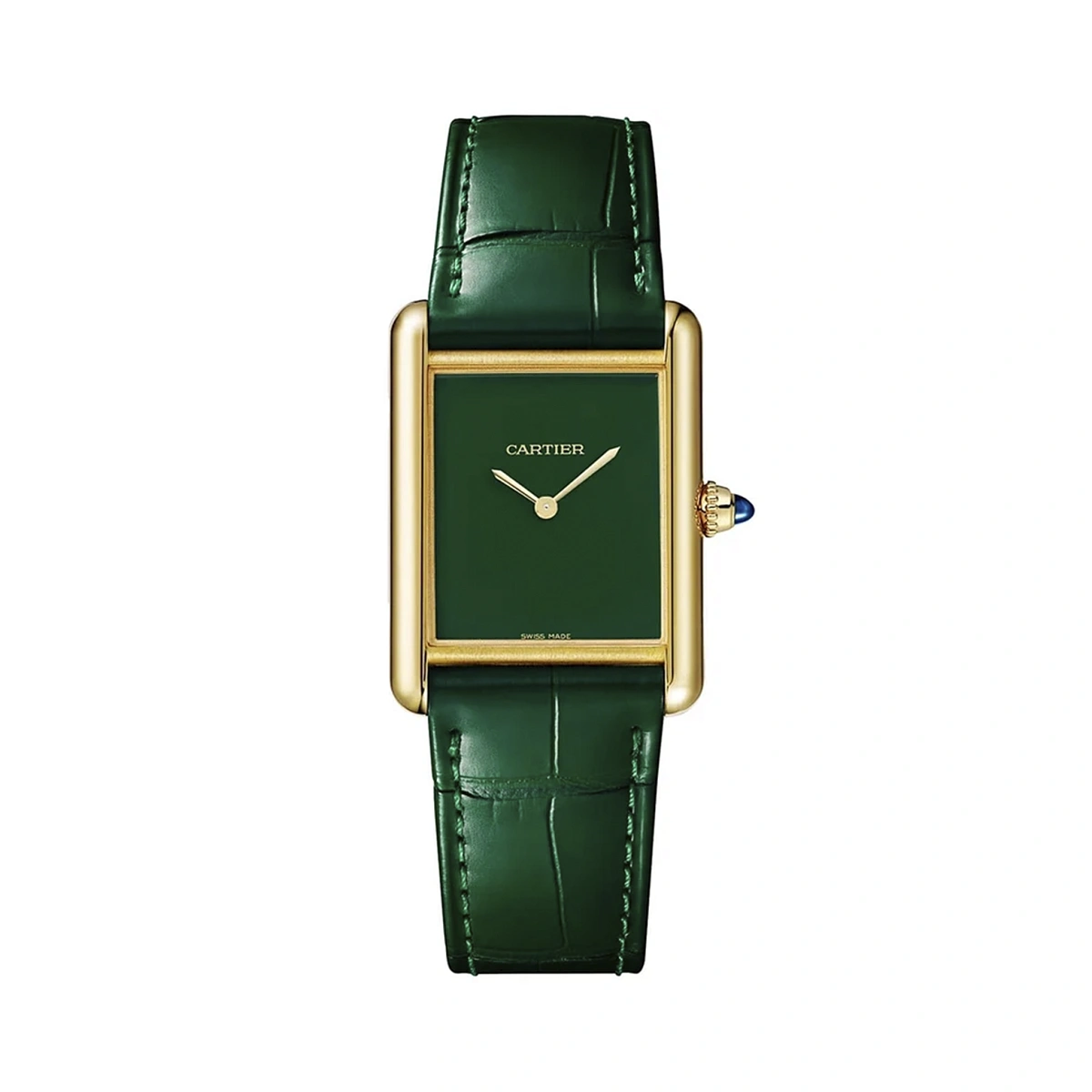 Купить элитные часы Cartier Tank Must De Cartier Yellow Gold Green Large WGTA0191: в наличии в Москве!