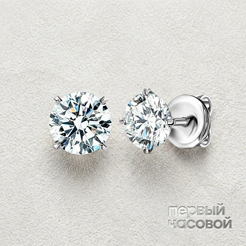 Серьги с бриллиантами 1,50/1,50 ct. G/VS2 (3 Excellent)