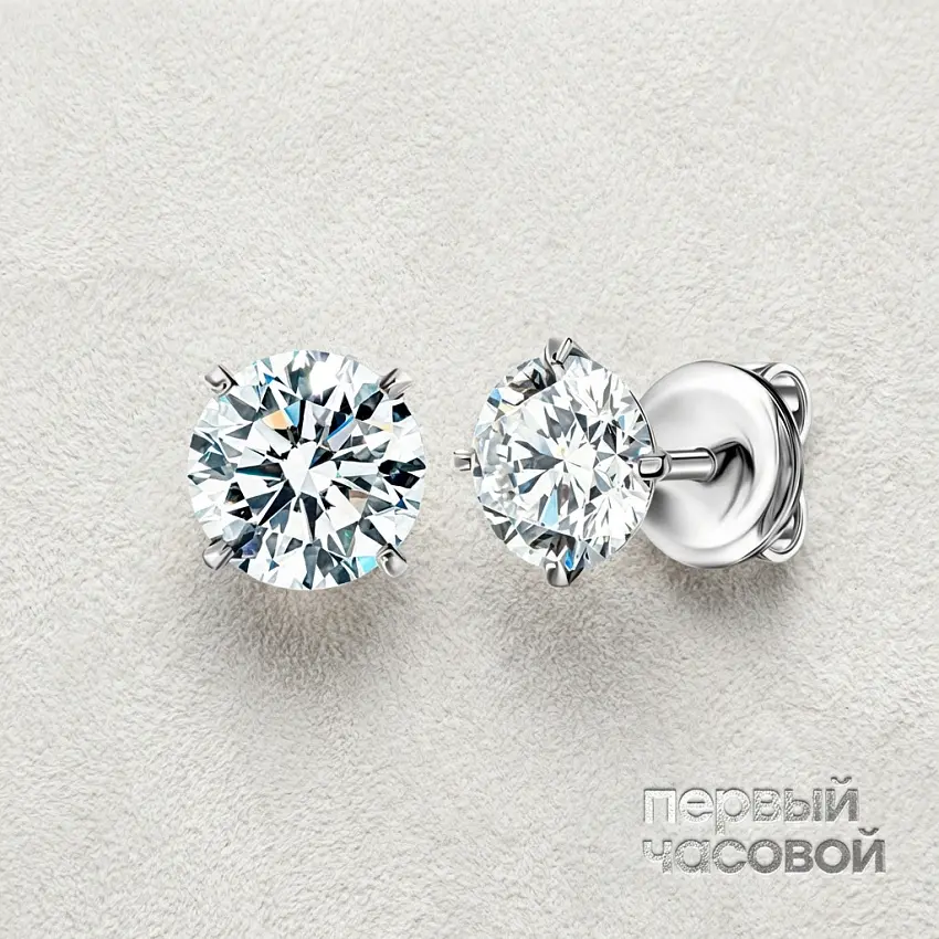 Серьги с бриллиантами 1,50/1,50 ct G/VS2 (3 Excellent)