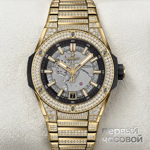 Big Bang Integrated Time Only Yellow Gold Pave