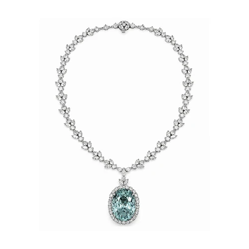 Колье с турмалином "Параиба" 54,00 ct.