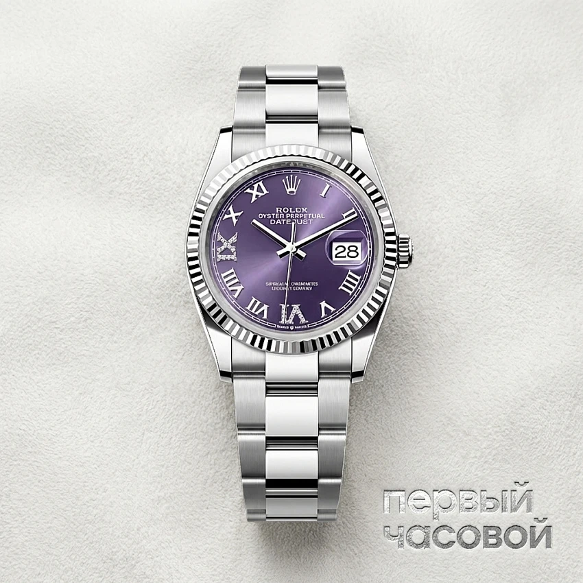 Datejust 36Mm Steel & White Gold Purple Dial Oyster