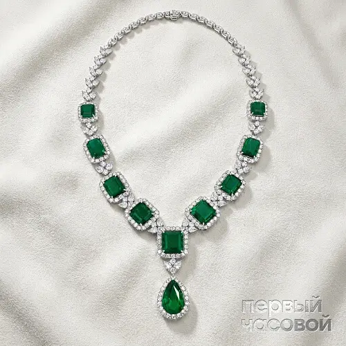 Колье с изумрудами 49,71 ct.