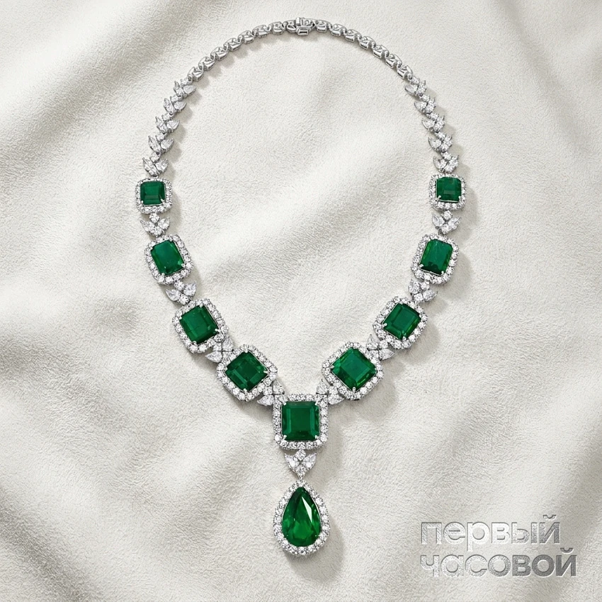 Колье с изумрудами 49,71 ct.