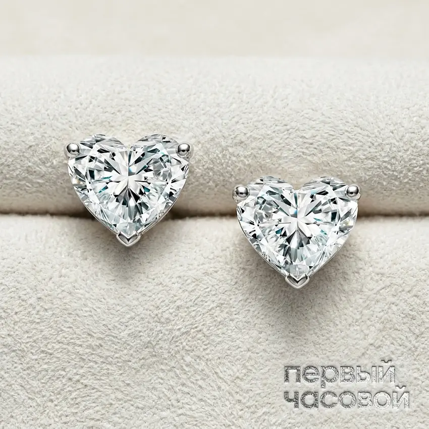 Серьги с бриллиантами 1,01/1,02 ct J/VVS1 (Heart Diamonds)