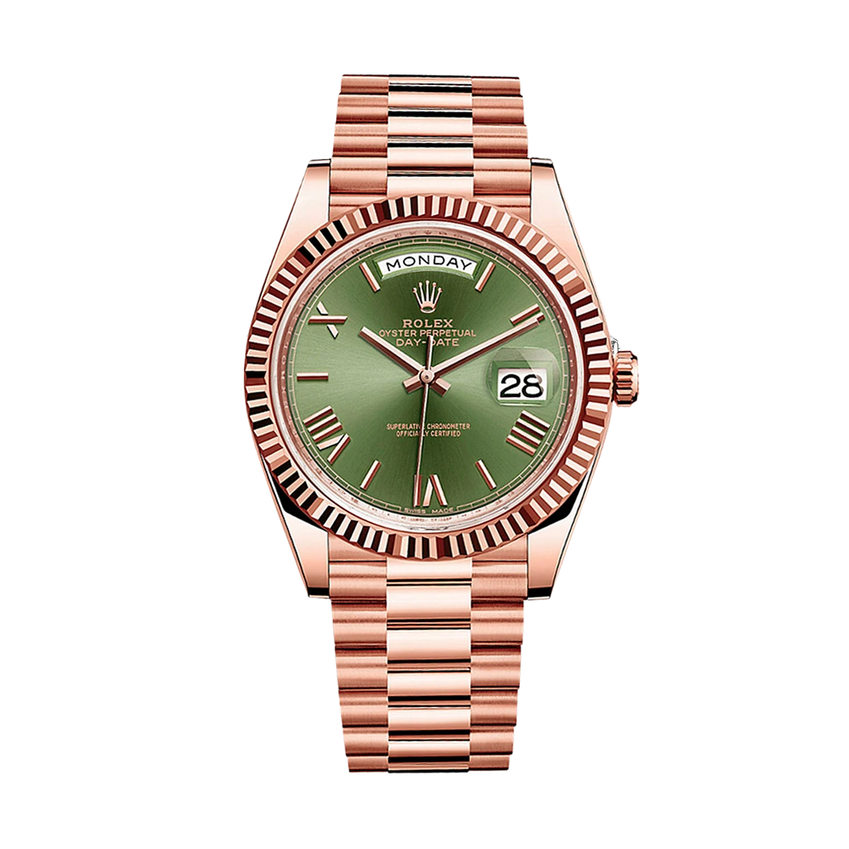 Купить элитные часы Rolex Day-Date 40 mm Rose Gold Olive Dial 228235: в наличии в Москве!