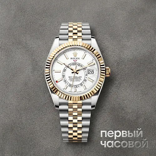 Sky-Dweller 42Mm Steel And Yellow White Dial