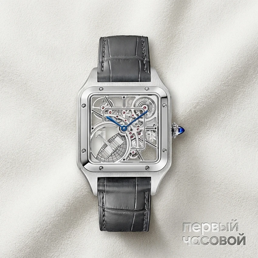 SANTOS-DUMONT SKELETON WATCH EQUIPPED WITH A MICRO-ROTOR