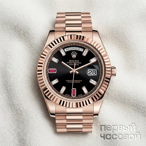 Day Date 41mm Black Diamond Ruby Dial