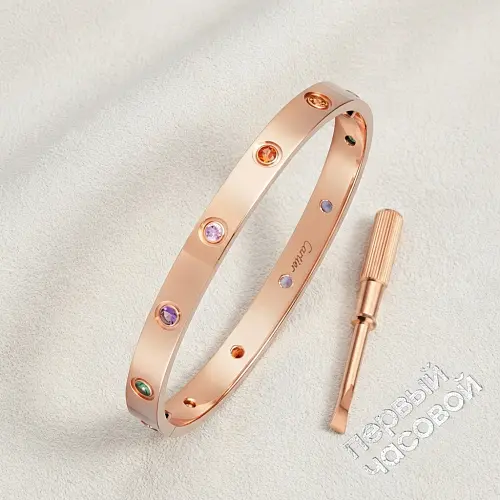 Love Bracelet, Pink Gold, Sapphires, Garnets, Amethysts