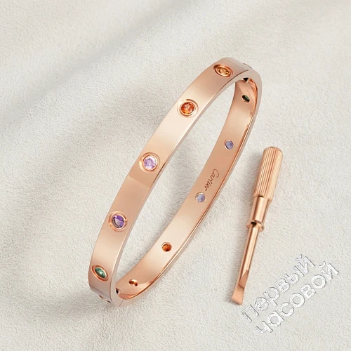 Love Bracelet, Pink Gold, Sapphires, Garnets, Amethysts