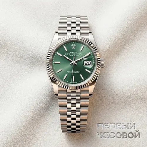 Datejust 36Mm Steel & White Gold Mint Green Dial