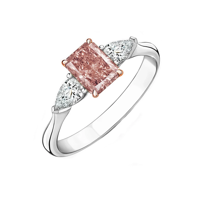 Кольцо с бриллиантом 1,61 ct. Fancy Pink-Brown/VS2
