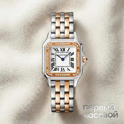 Panthere Medium Steel/Rose Gold Diamonds