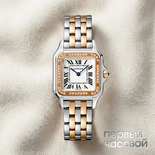 Panthere Medium Steel/Rose Gold Diamonds