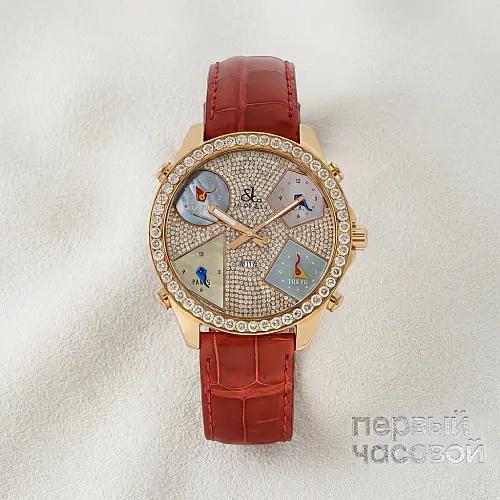 Five Time Zone 18K Rose Gold & Diamonds