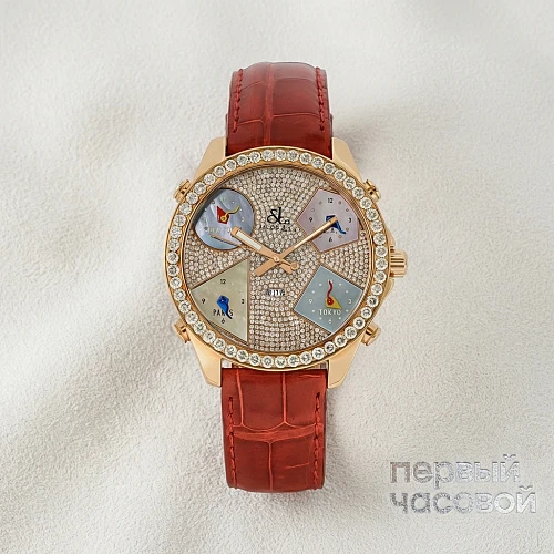 Five Time Zone 18K Rose Gold & Diamonds