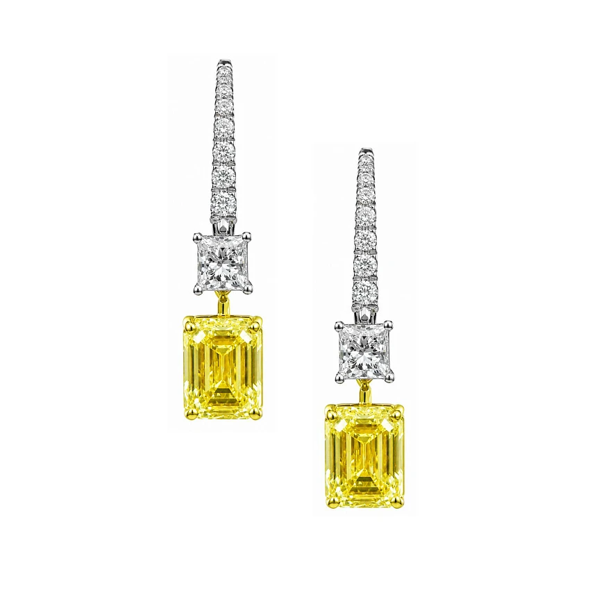 Серьги с бриллиантами 2,06/2,13 ct. (Emerald cut)