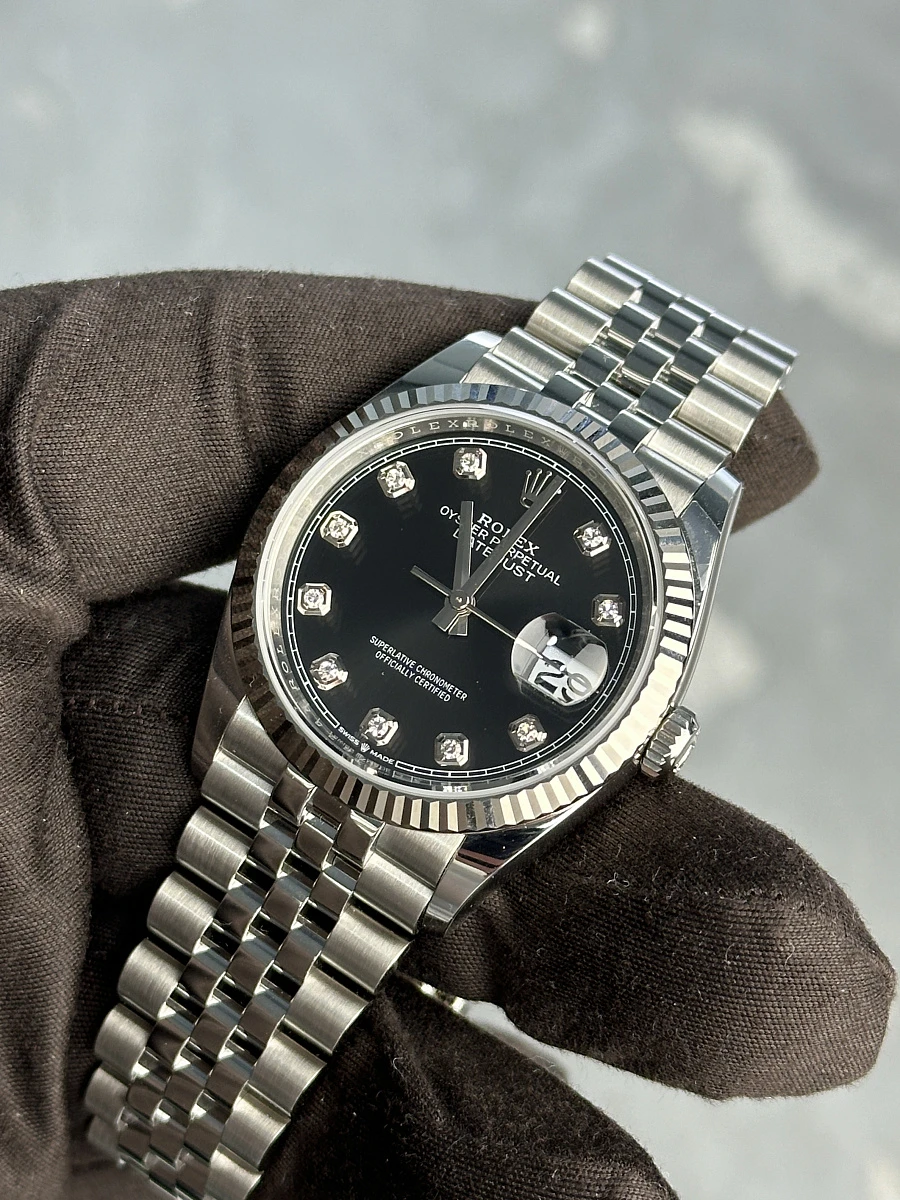Купить элитные часы Rolex Datejust 36mm Steel &amp; White Gold Black Dial Diamonds 126234: в наличии в Москве!