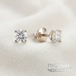 Studio jewelry Серьги с бриллиантами 1,25/1,25 ct H/VS1 (3 Excellent)
