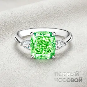 Studio jewelry Кольцо с бриллиантом 6,01 ct Fancy Brownish Greenish Yellow/VVS2