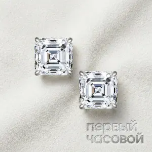 Studio jewelry Серьги с бриллиантами 1,00/1,01 ct G/VVS2 (Asscher Cut)