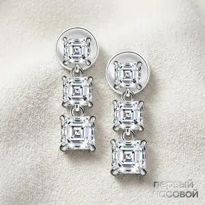 Studio jewelry Серьги с бриллиантами 4,43 ct H/VVS2-VS1 (Asscher cut)