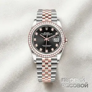 Rolex Oyster Perpetual Datejust 36 Mm Everose Rolesor Diamonds